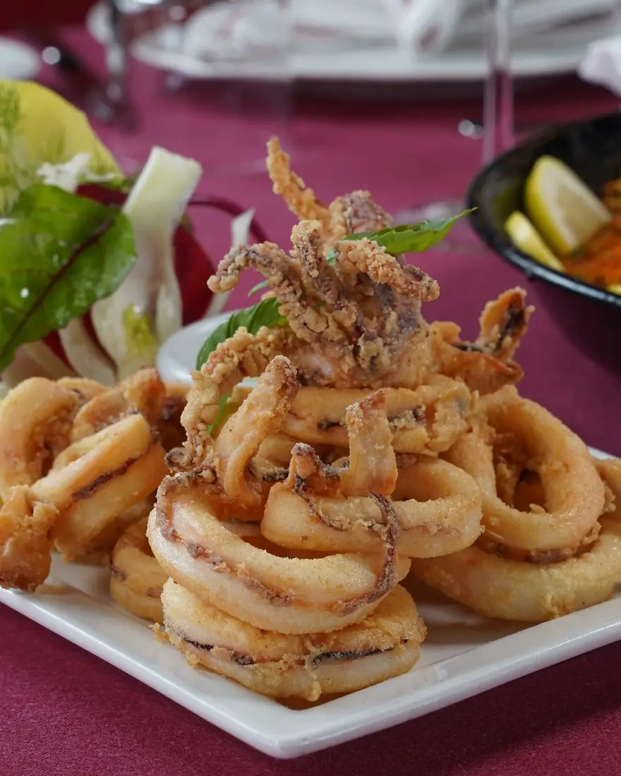 Fried calamari plated at Al Marsa