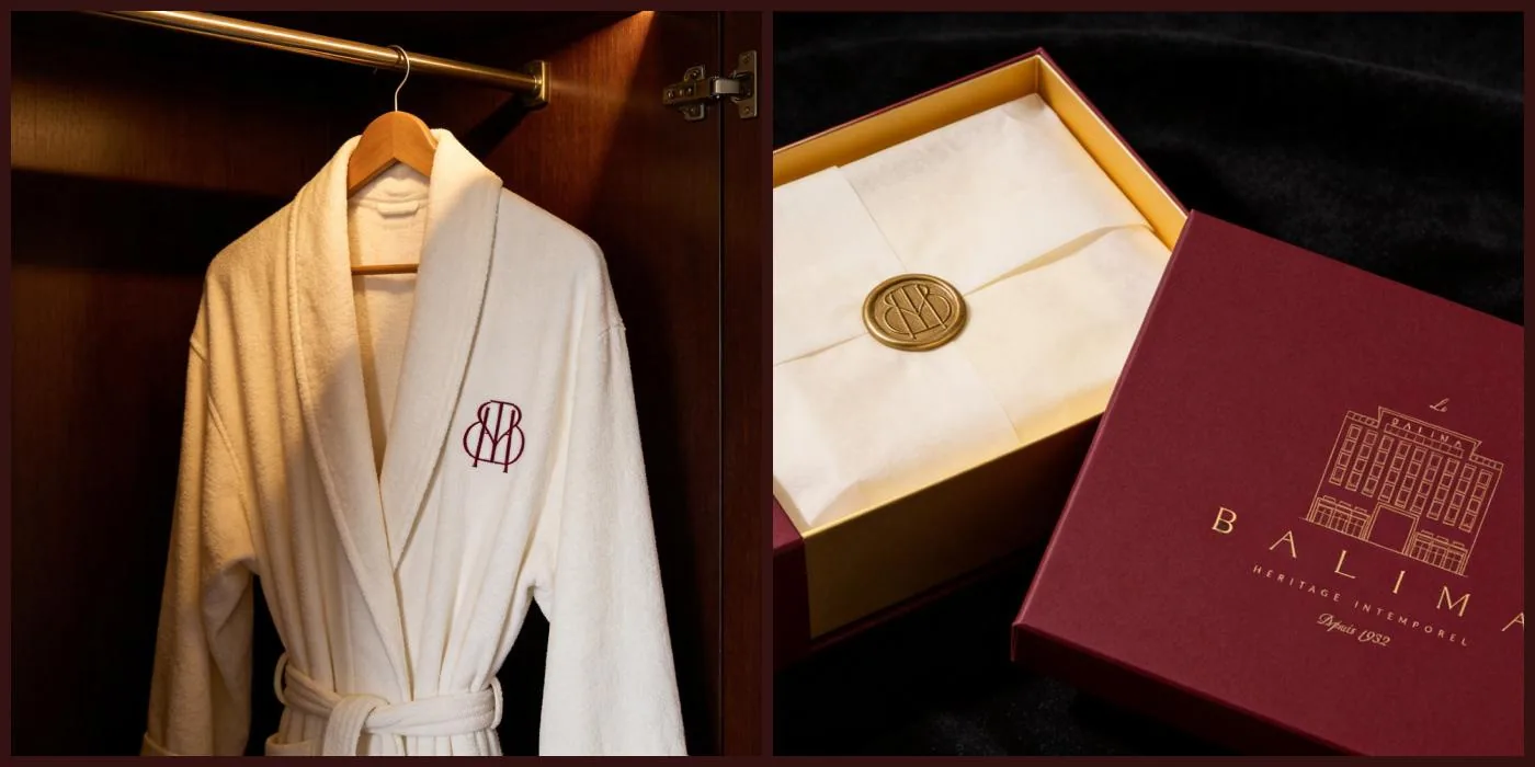 Peignoir brodé du monogramme et coffret cadeau