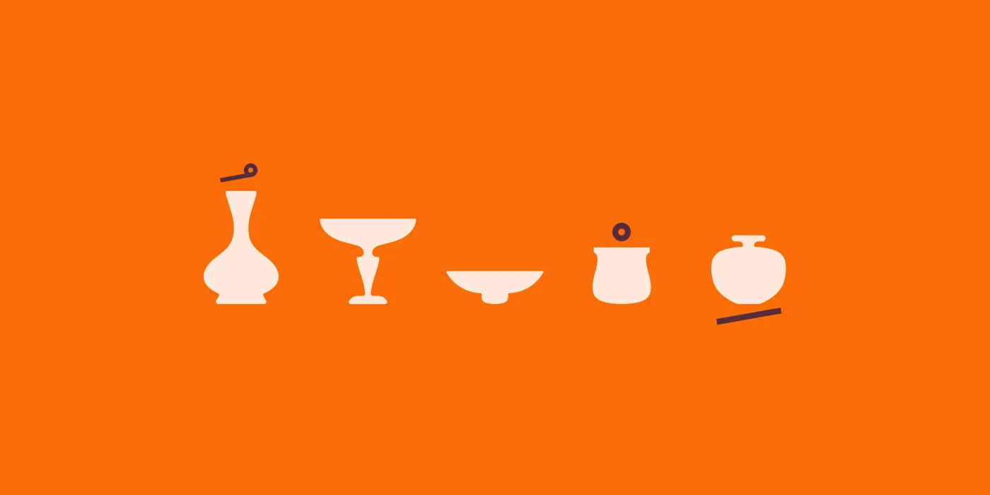 Vessel icons on spicy orange