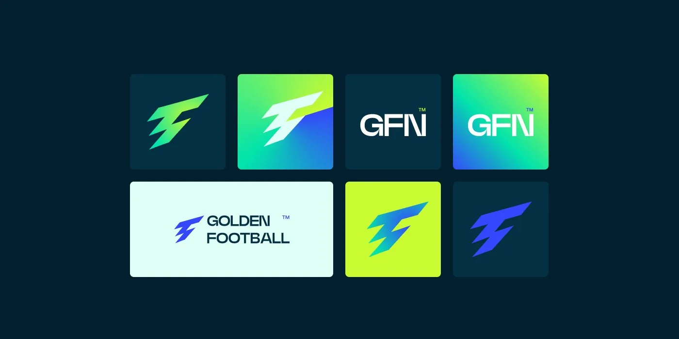 Logo system on dark, light, green and blue