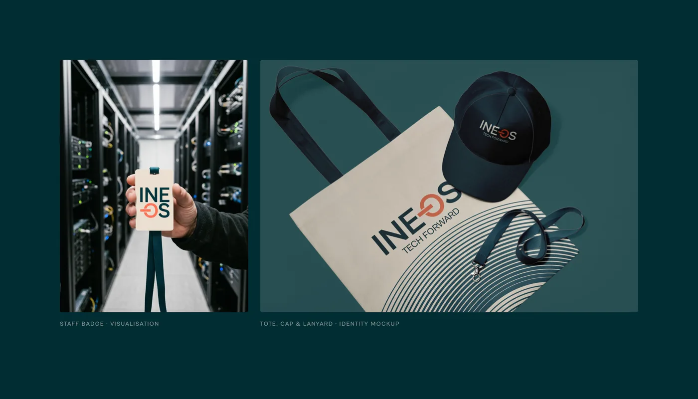 Staff badge, tote, cap and lanyard