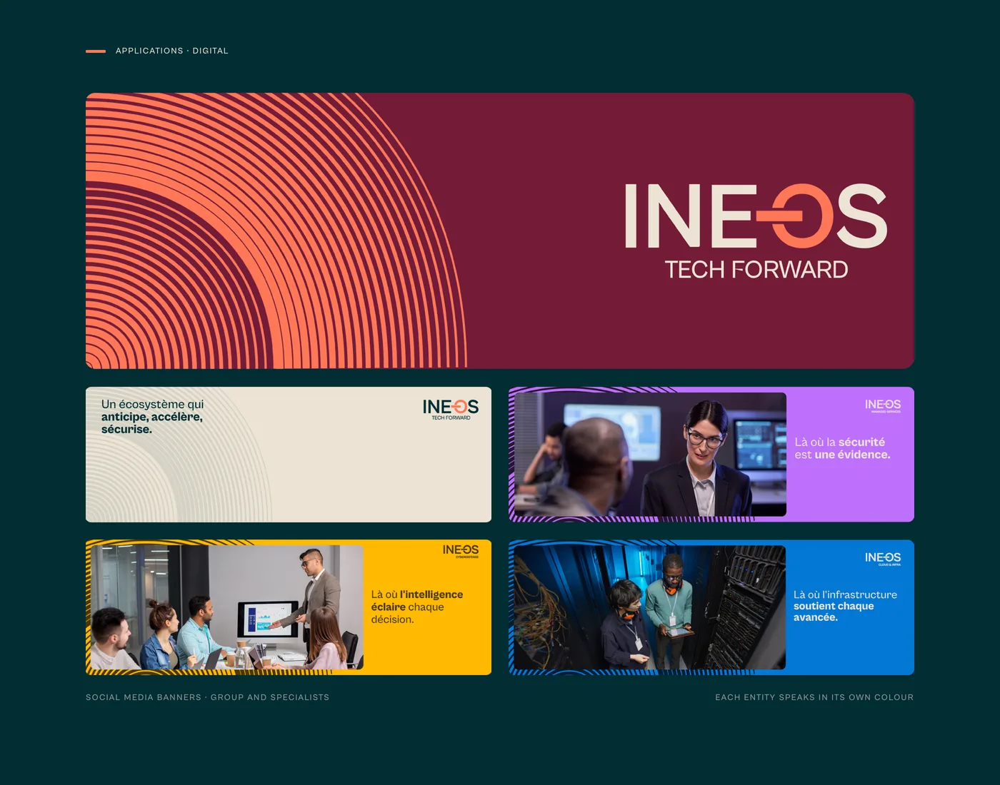 Social media banners for the group and its specialists