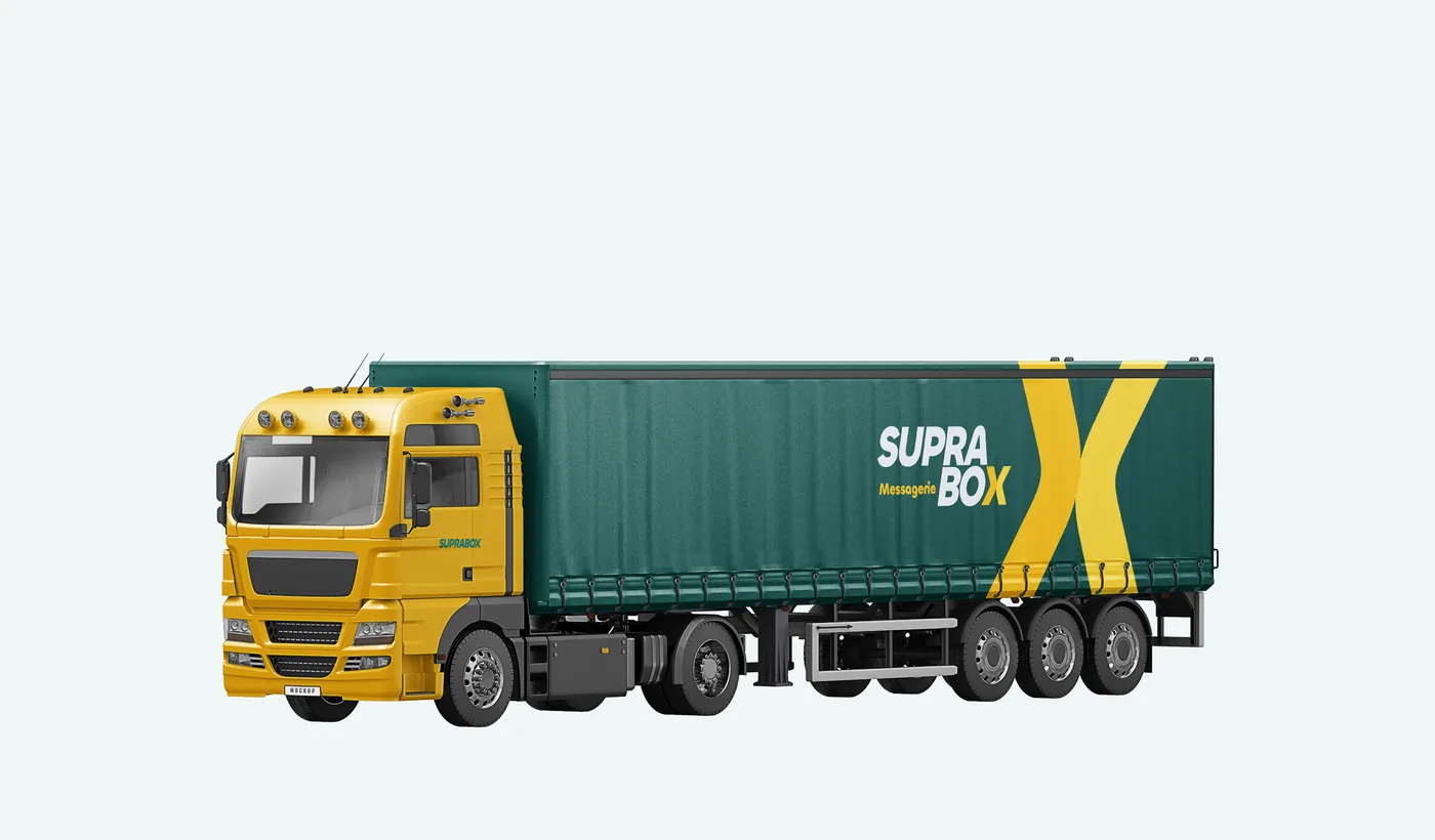 Articulated truck with the SUPRA BOX Messagerie trailer