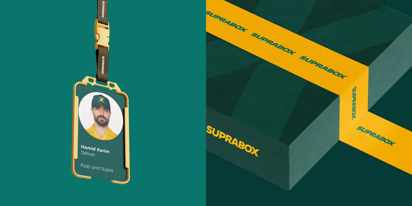 Staff badge and branded packing tape