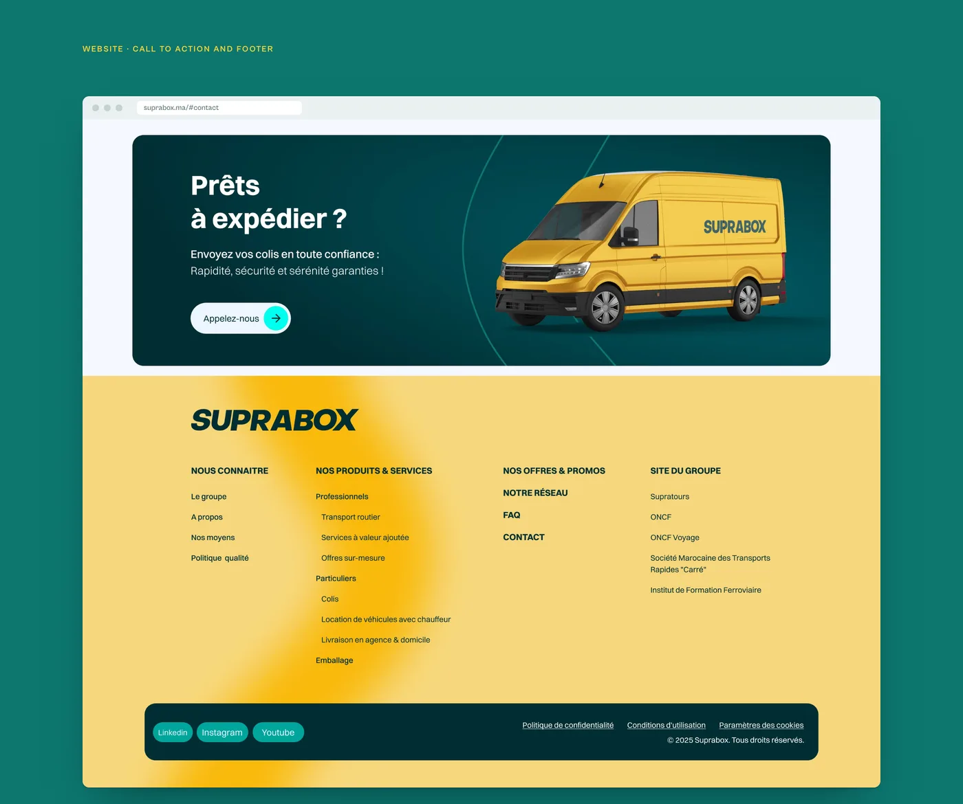 Website: call to action and footer