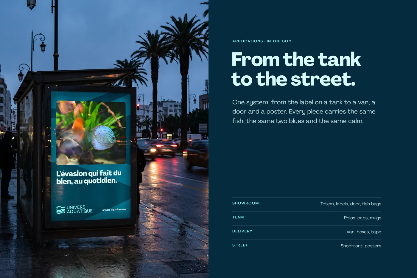Une affiche d’abribus à l’heure bleue et l’ensemble des applications