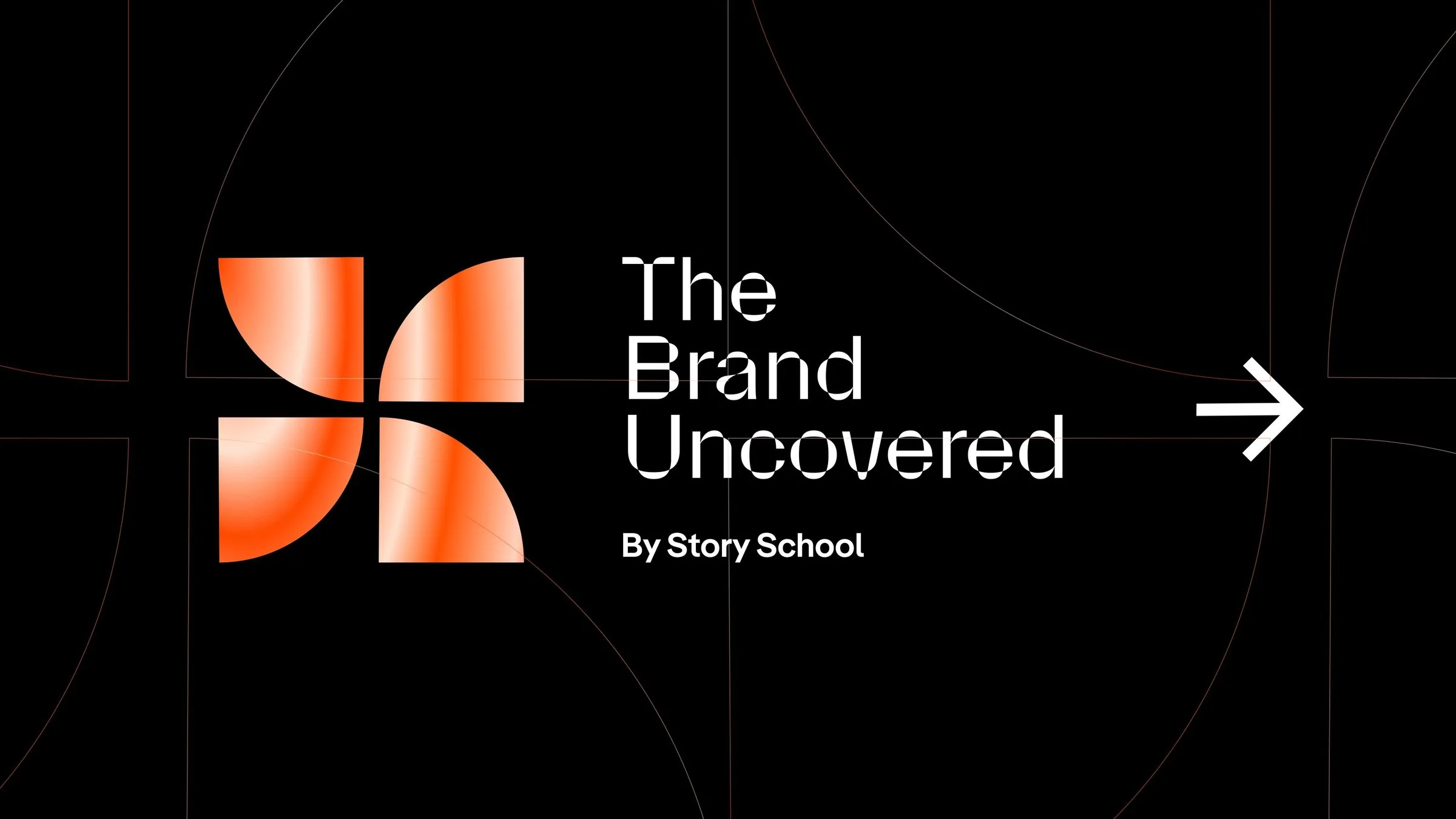 The Brand Uncovered event mark, an unfolding orange gradient shape on black