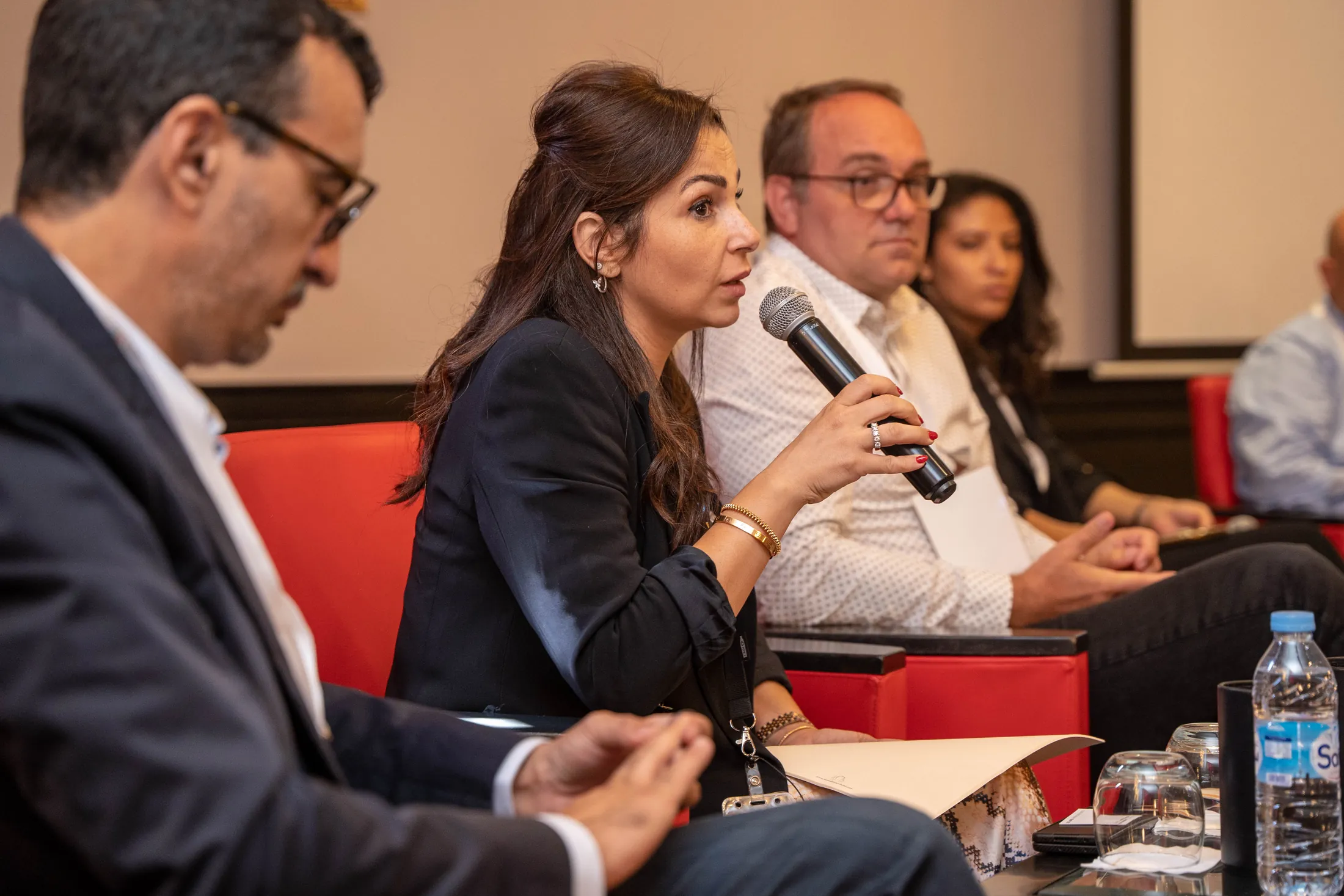 Panellist speaking during the evening discussion