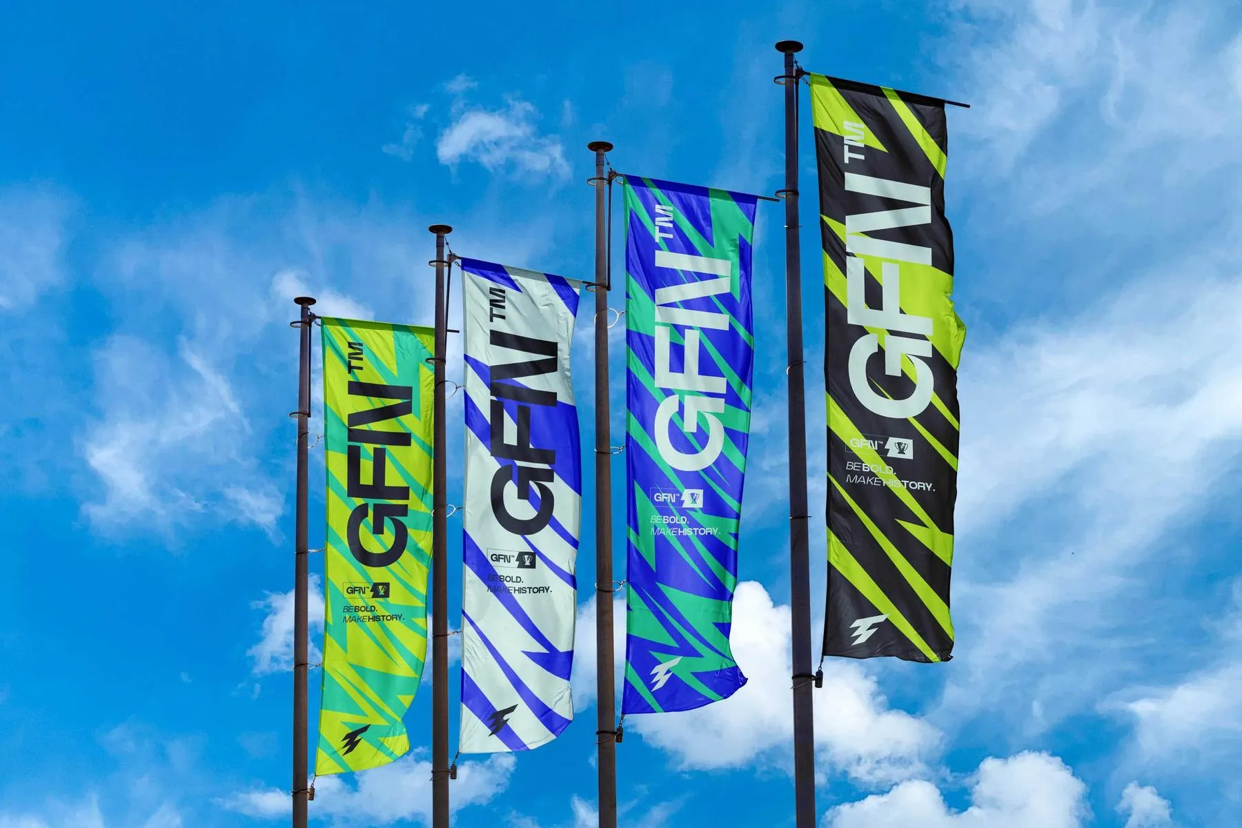 Golden Football flags at the launch