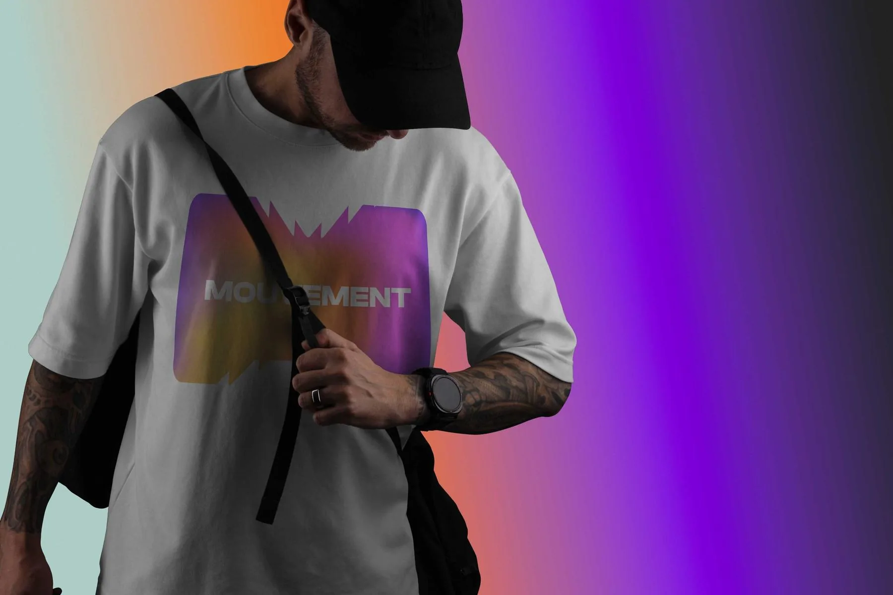 Le Mouvement identity on a t-shirt
