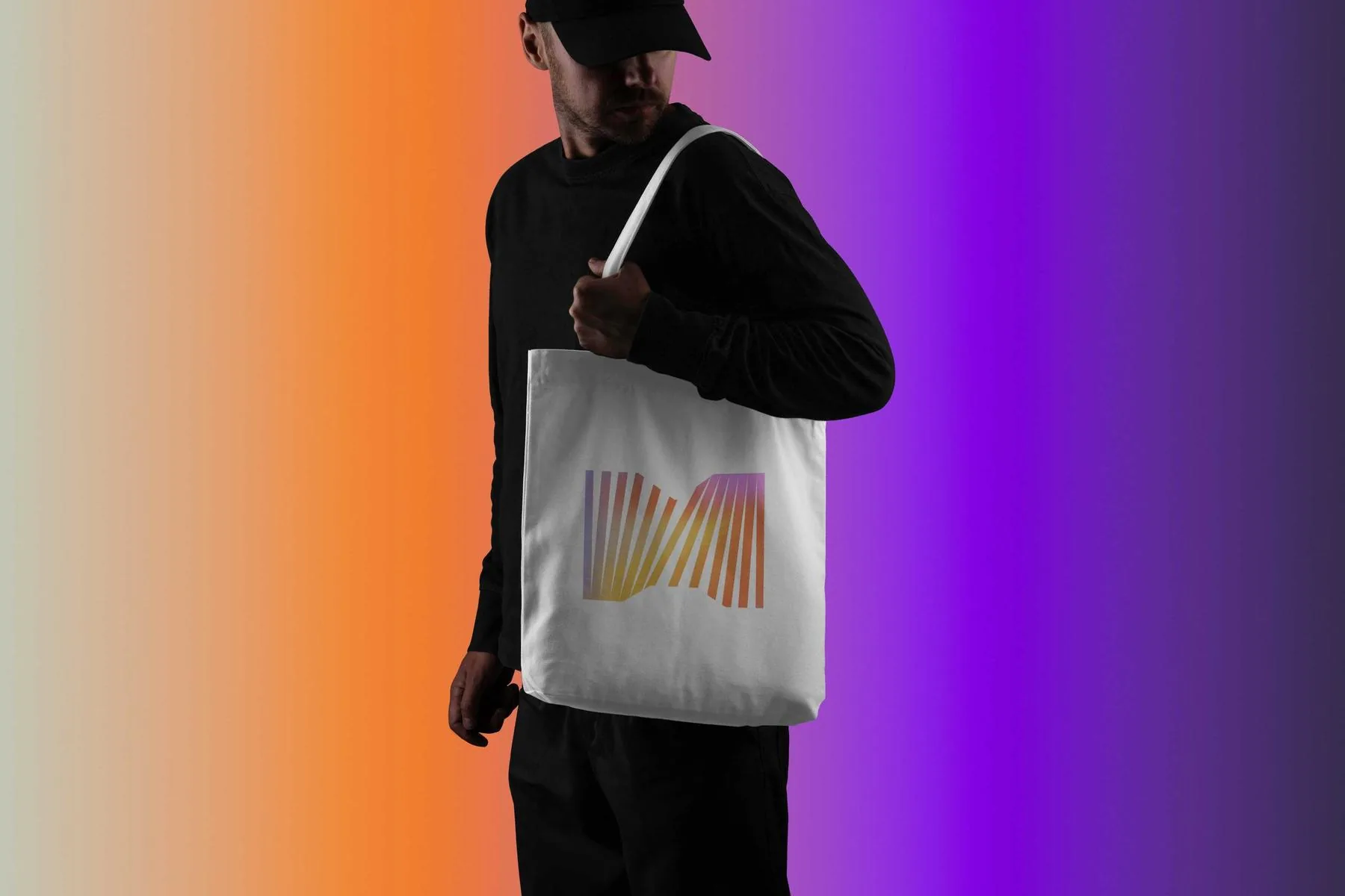 Le Mouvement gradient identity on a tote bag