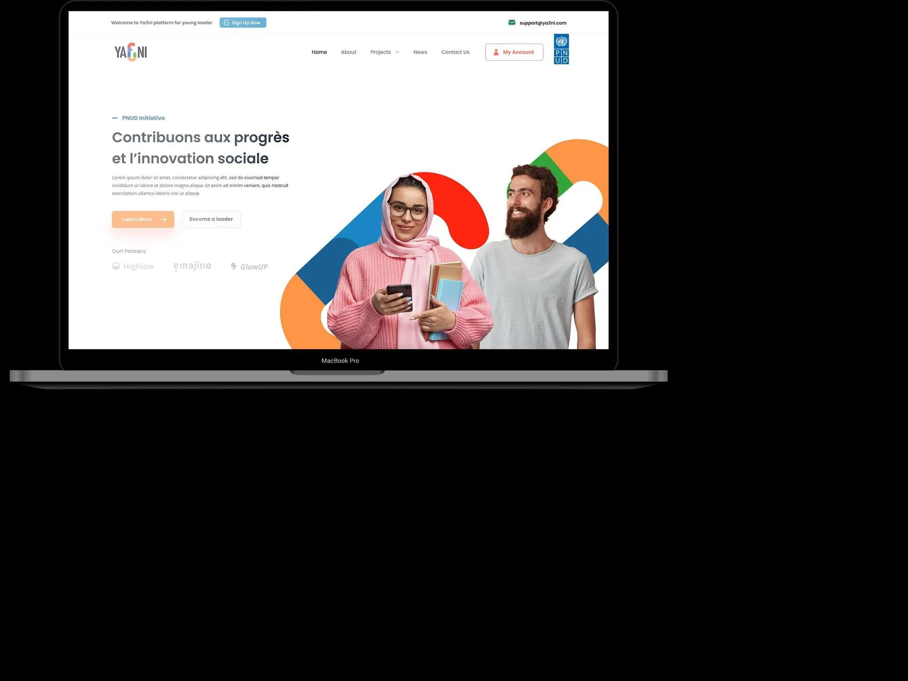 Site du programme Ya3ni sur un ordinateur