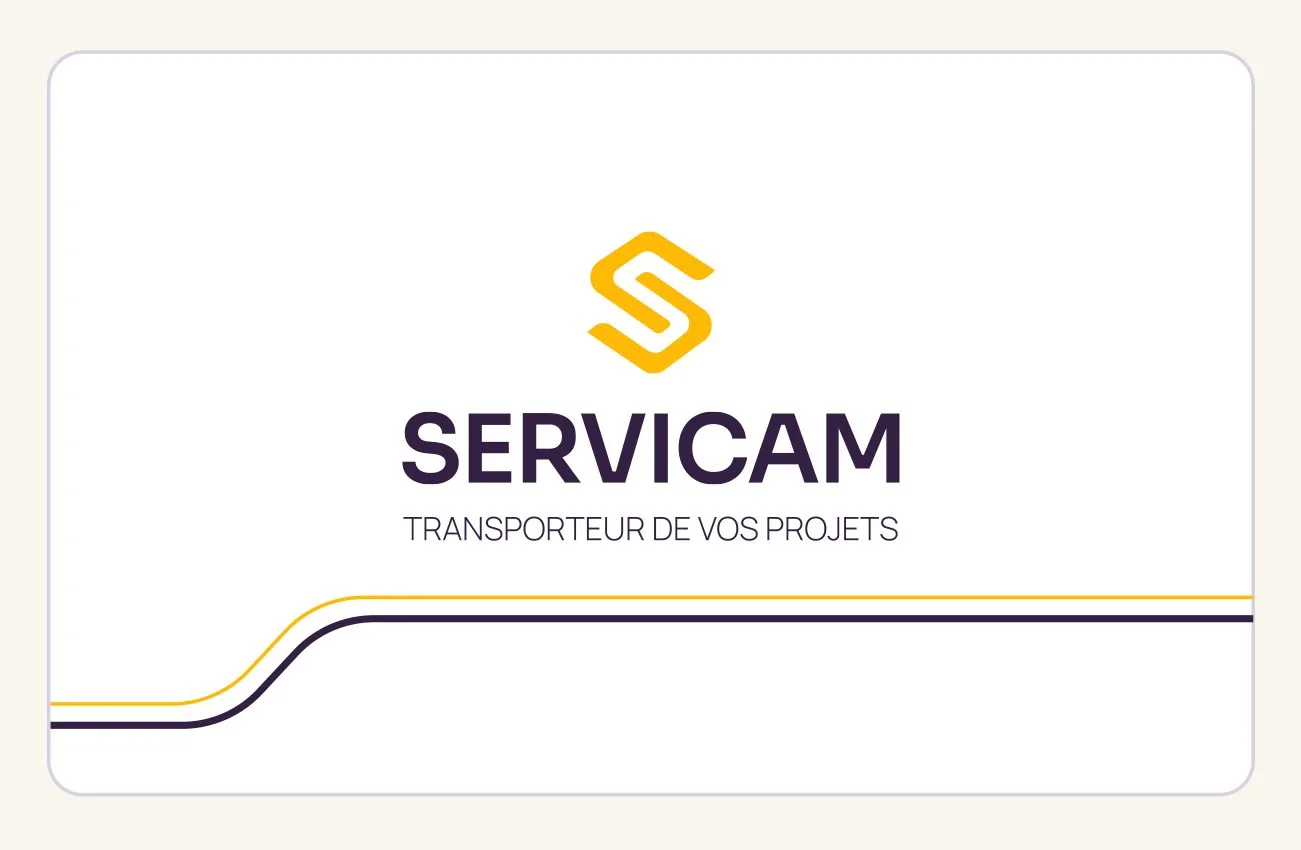 Servicam business card with signature curve